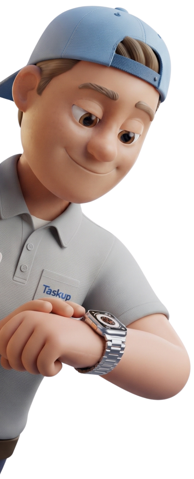 נותן שירות מקצועי ב-Taskup בודק את השעון