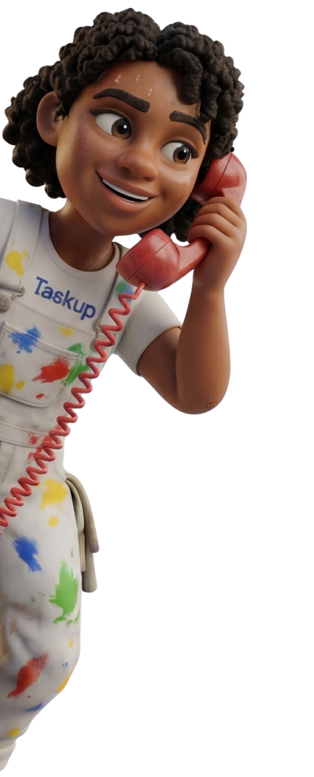 נותנת שירות ב-Taskup מדברת בטלפון