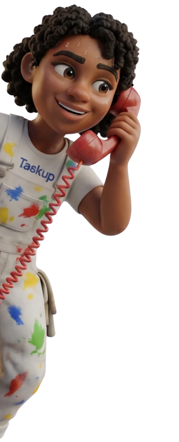 נותנת שירות ב-Taskup מדברת בטלפון